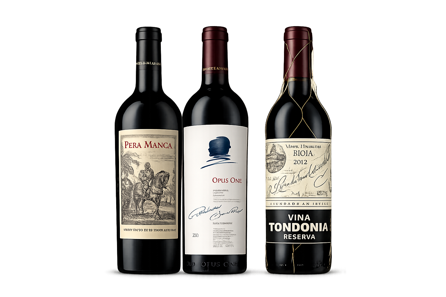Kit Premium 3 Vinhos — Pêra-Manca, Opus One e Viña Tondonia